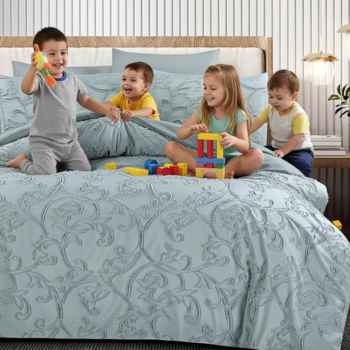 King Bedding Set with Duvet Cover 220x240 6 PCs King Size Fitted Bed Sheet Set (6FM29)