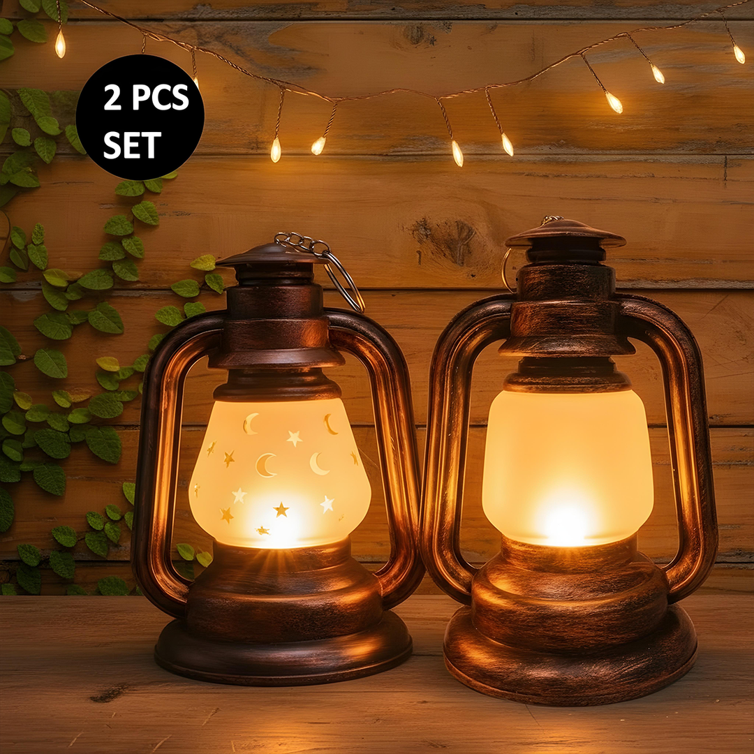 2 Pcs Ramadan Decorations Lanterns Lights 2 Color Mode Moon Eid Mubarak Lantern Light
