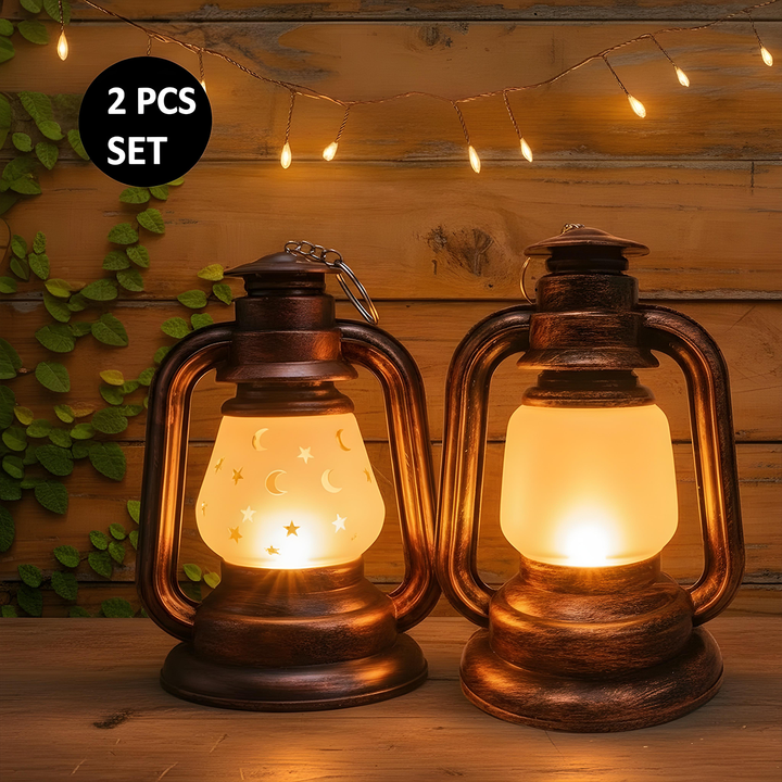 2 Pcs Ramadan Decorations Lanterns Lights 2 Color Mode Moon Eid Mubarak Lantern Light