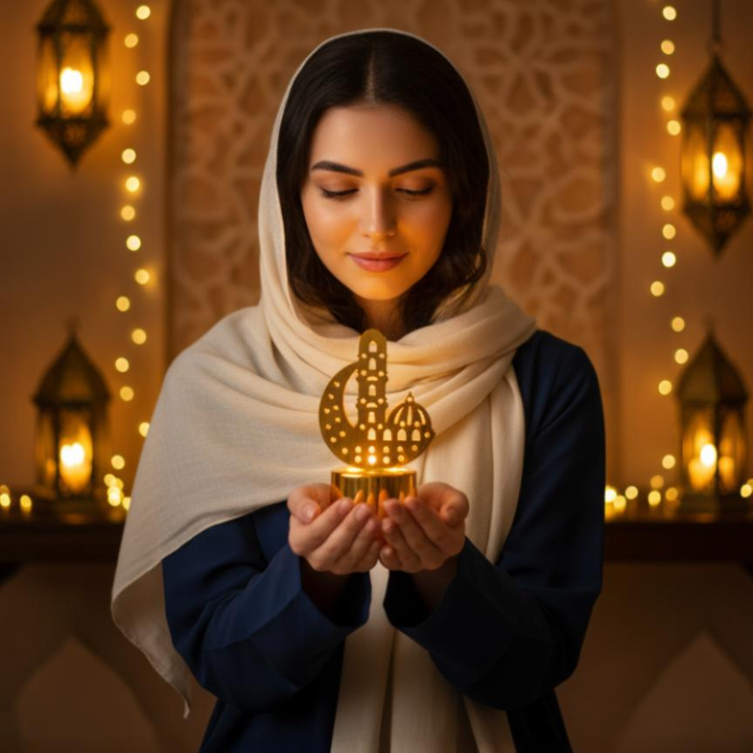 12 Pcs Ramadan Mubarak Crescent LED Table Lights – Warm Glow Islamic Home Decor Set