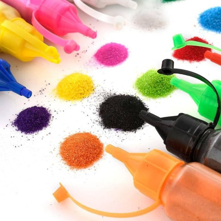 Multicolor sand bottles designed for DIY craft and decoration use