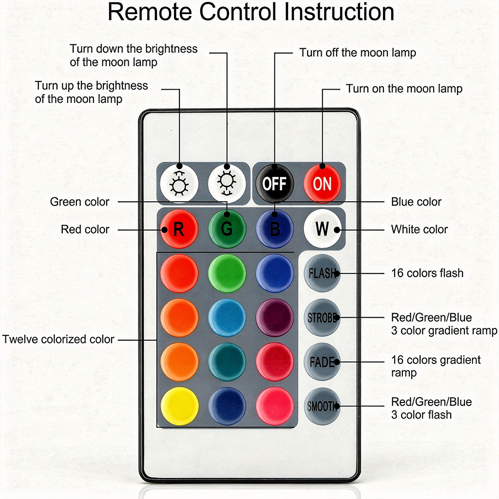 16 color LED moon lamp with remote for bedroom décor