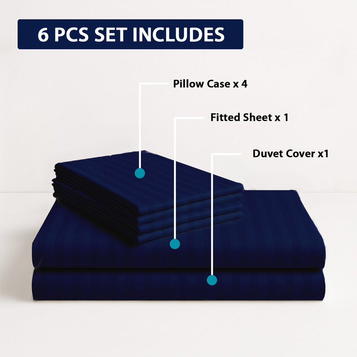 King Size Bed Sheet Set 6 PCs with Duvet Cover 220x240 Bedding Sheet Set (Royal Blue)