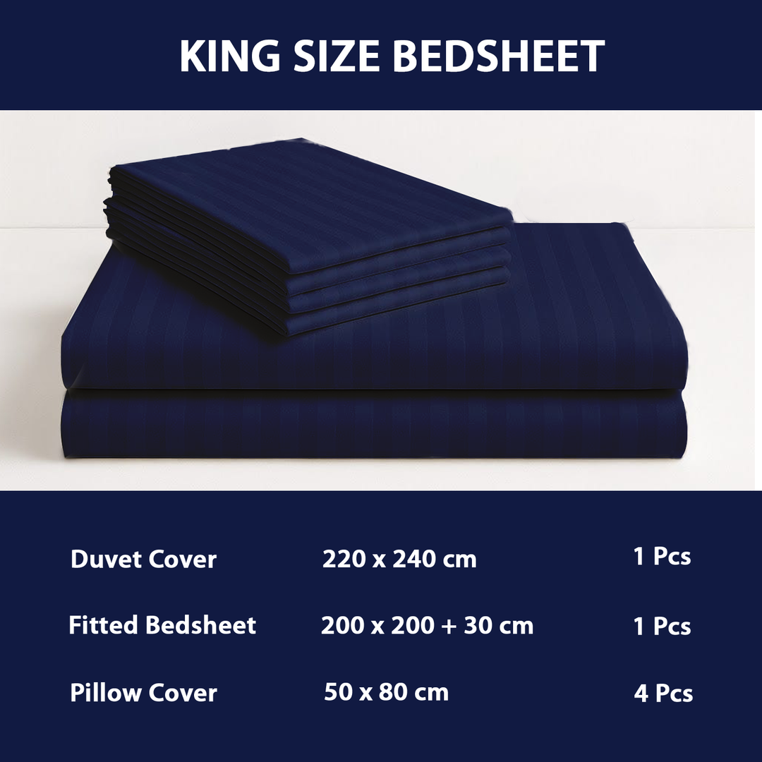 King Size Bed Sheet Set 6 PCs with Duvet Cover 220x240 Bedding Sheet Set (Royal Blue)