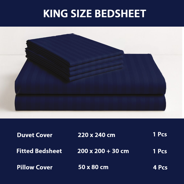 King Size Bed Sheet Set 6 PCs with Duvet Cover 220x240 Bedding Sheet Set (Royal Blue)