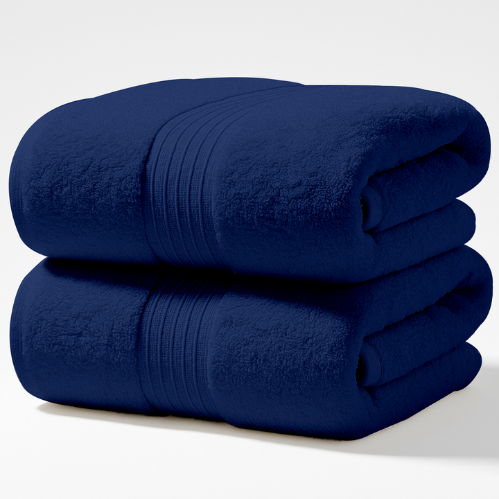 2 PCs Jumbo Bath Towels Set – 100% Pure Cotton, 600 GSM Luxury Towel Set (Royal Blue)