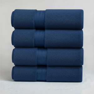 4 PCs Cotton Towel Set 70cm x 140cm - Mr & Mrs Bath Towels (Royal Blue)