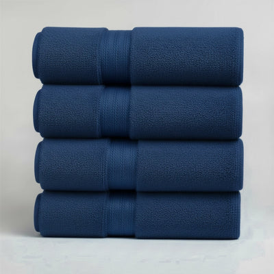 4 PCs Cotton Towel Set 70cm x 140cm - Mr & Mrs Bath Towels (Royal Blue)