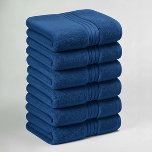 6 PCs Hand Towels Set – Large Hand Towels Set with Wash Cloth (Royal Blue)