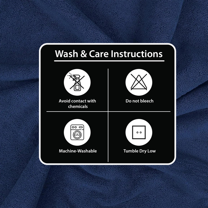 2 PCs Jumbo Bath Towels Set – 100% Pure Cotton, 600 GSM Luxury Towel Set (Royal Blue)