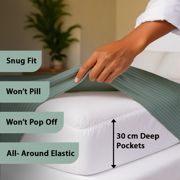 MOONCEE 6 PCs King Bed Sheet Set With Duvet Cover 220x240 Bedding Set (Sage Green)