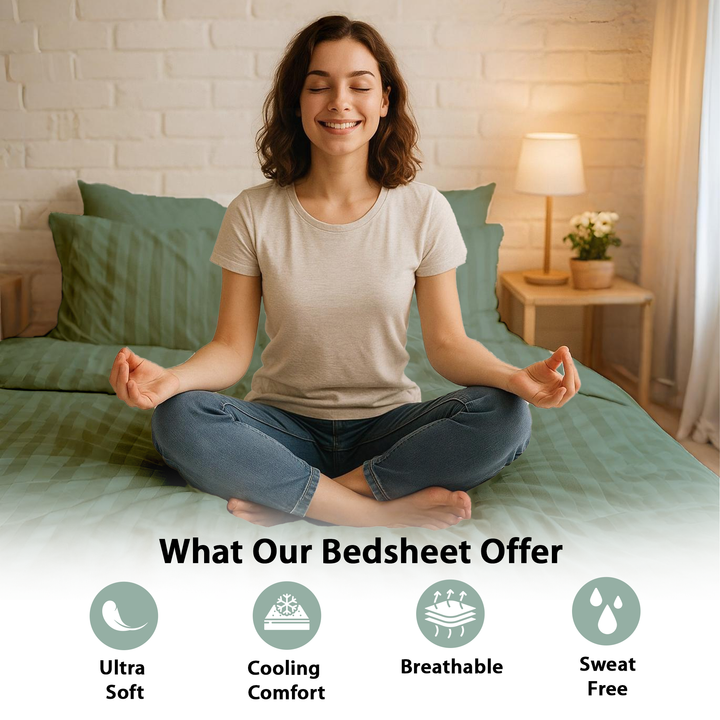 MOONCEE 6 PCs King Bed Sheet Set With Duvet Cover 220x240 Bedding Set (Sage Green)