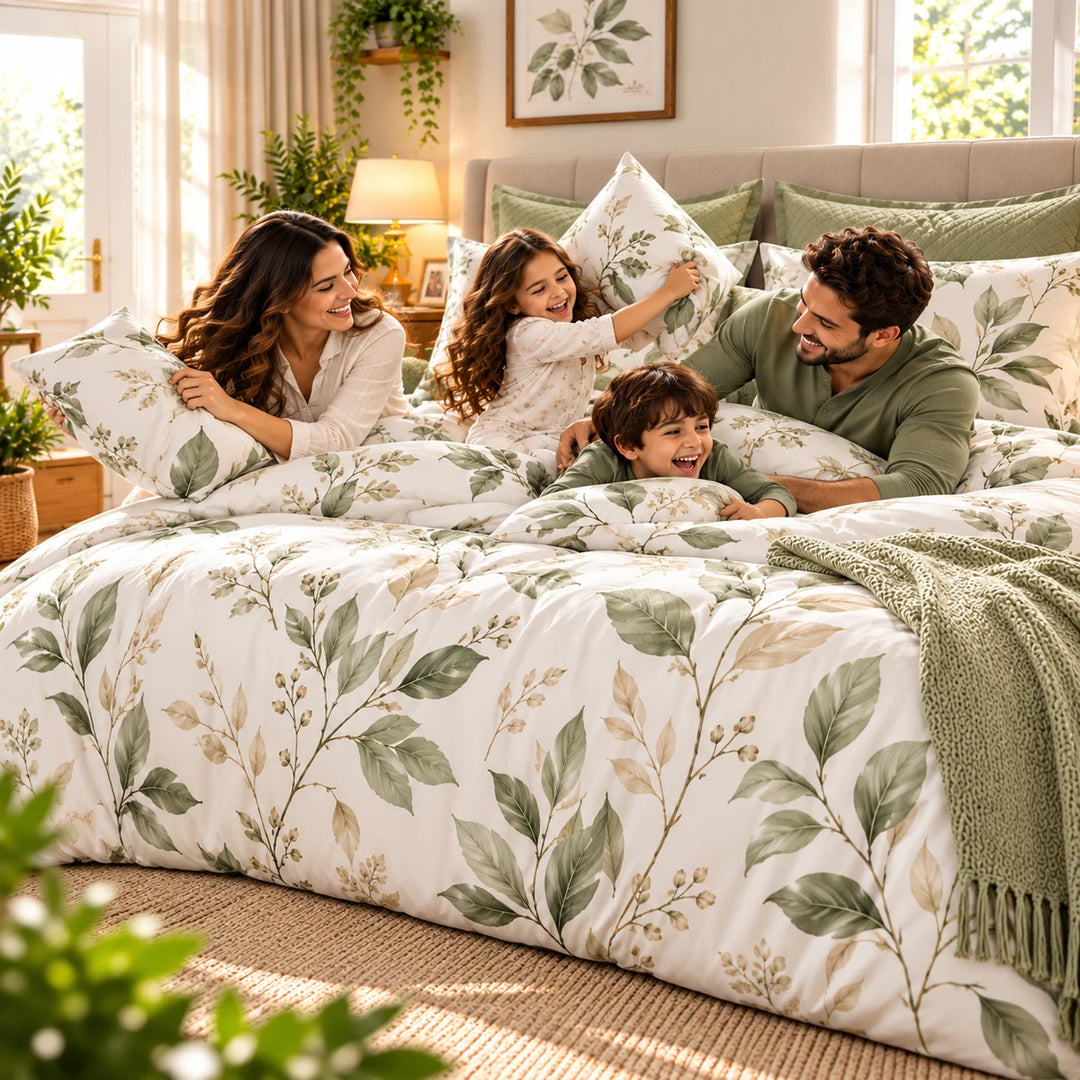 6 PCs King Size Striped Comfort Bedding Set with Layered Lines, Elegant Neutral Home Style (6FS223)
