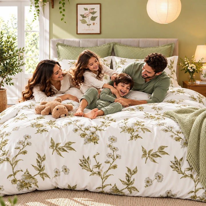 6 PCs King Size Striped Comfort Bedding Set with Layered Lines, Elegant Neutral Home Style (6FS223)