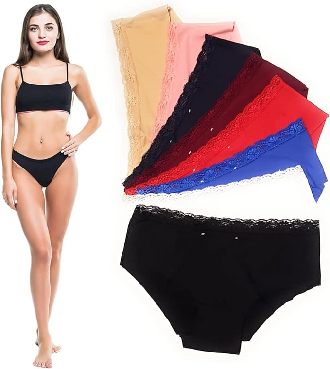 LASASSY 5 PCs Women’s Panties Pack Solid Colour Spandex Seamless Brief (Multicolor)