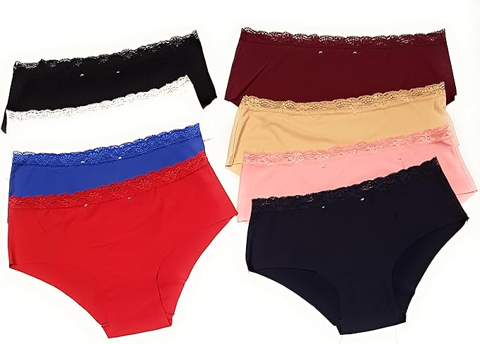 LASASSY 5 PCs Women’s Panties Pack Solid Colour Spandex Seamless Brief (Multicolor)