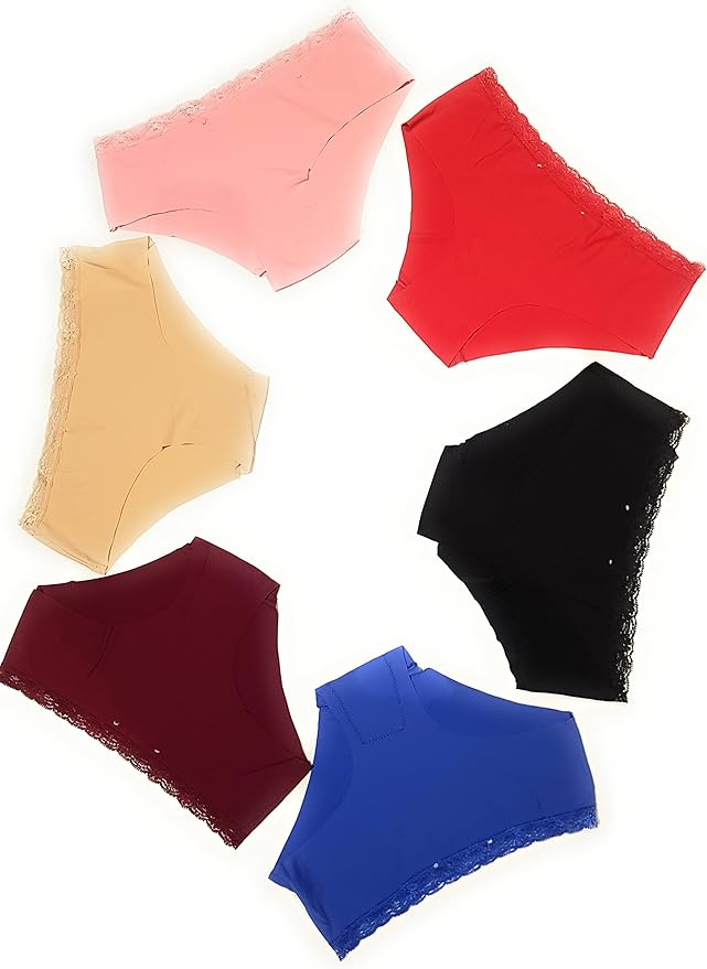 LASASSY 5 PCs Women’s Panties Pack Solid Colour Spandex Seamless Brief (Multicolor)