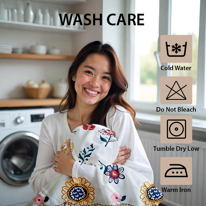 Floral Printed Cotton Bedsheet Set 6 PCs with Sunflower  Design - Cheerful Style (6TQ03)