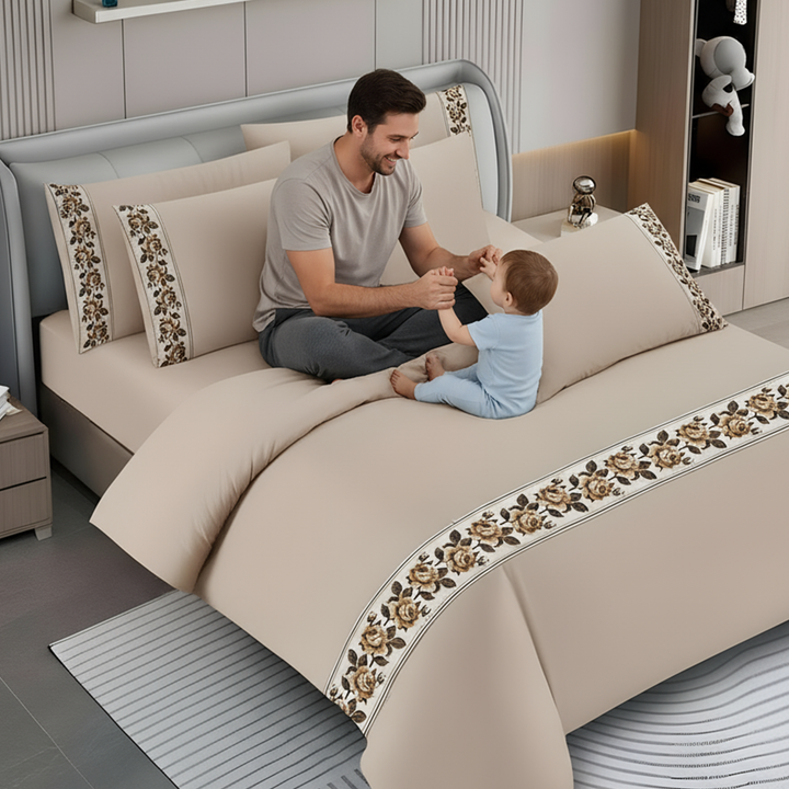 Bed Sheets Cotton King Size 6 PCs Set– Fitted Sheet, Duvet Cover & Pillowcases Set (6TQ09)