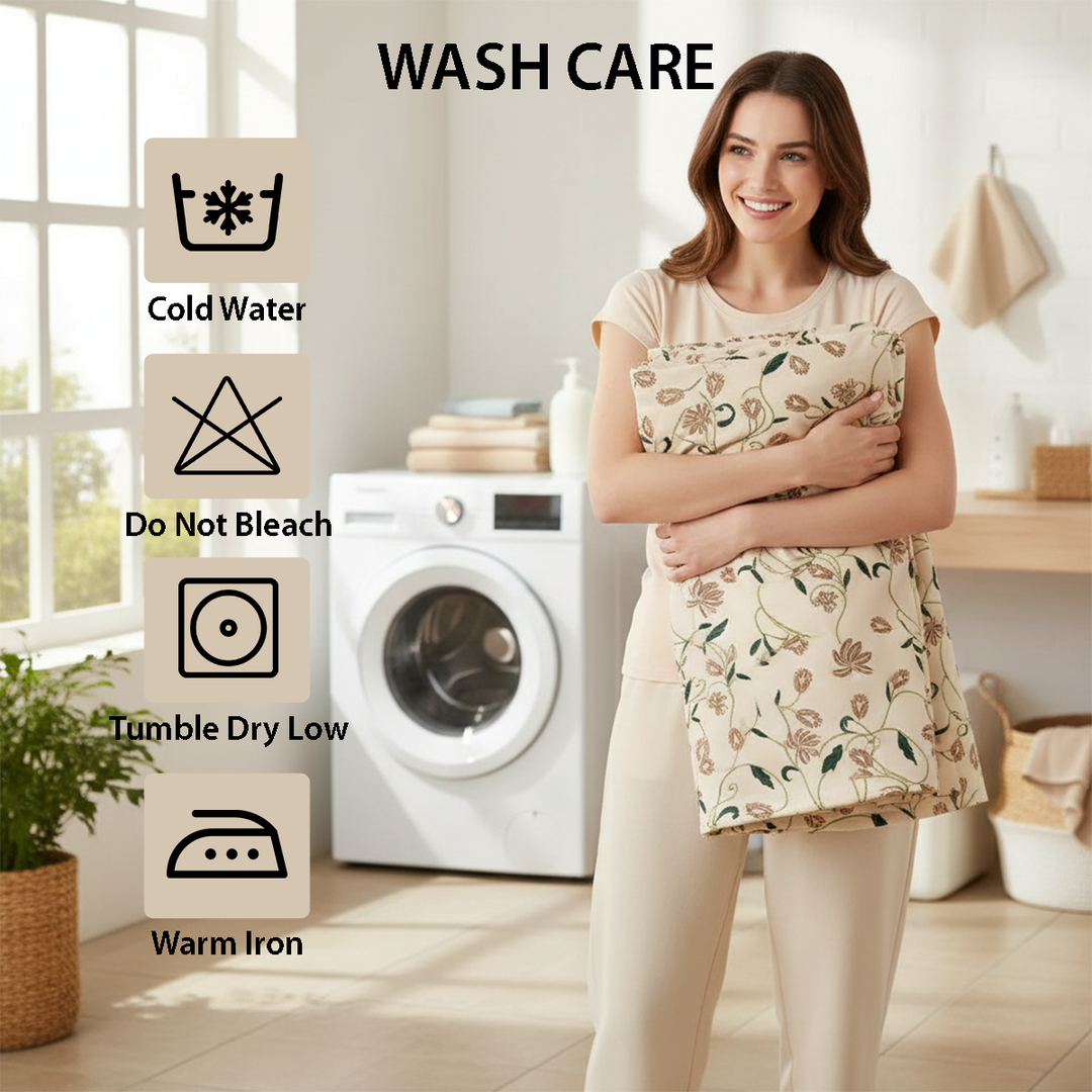 King Size 6 PCs  Beige Embroidered Bed Sheet Set – Soft Premium Comfort (6ES69)