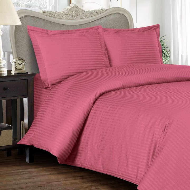 4 PCs Single Bed Sheets Set With Duvet Cover Set 160x220 cm Bedding Set (Pink)