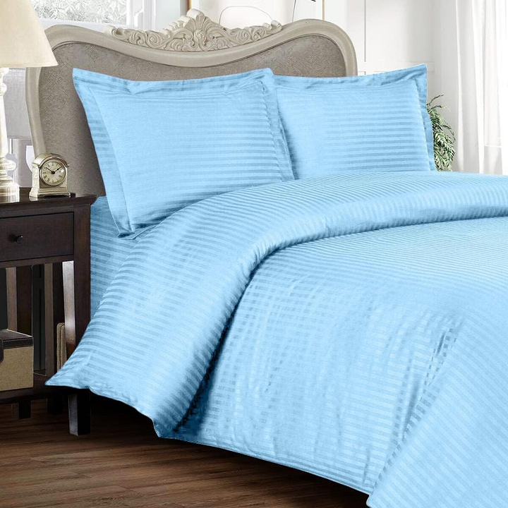 4 PCs Single Bed Sheets Set With Duvet Cover Set 160x220 cm Bedding Set (Sky Blue)