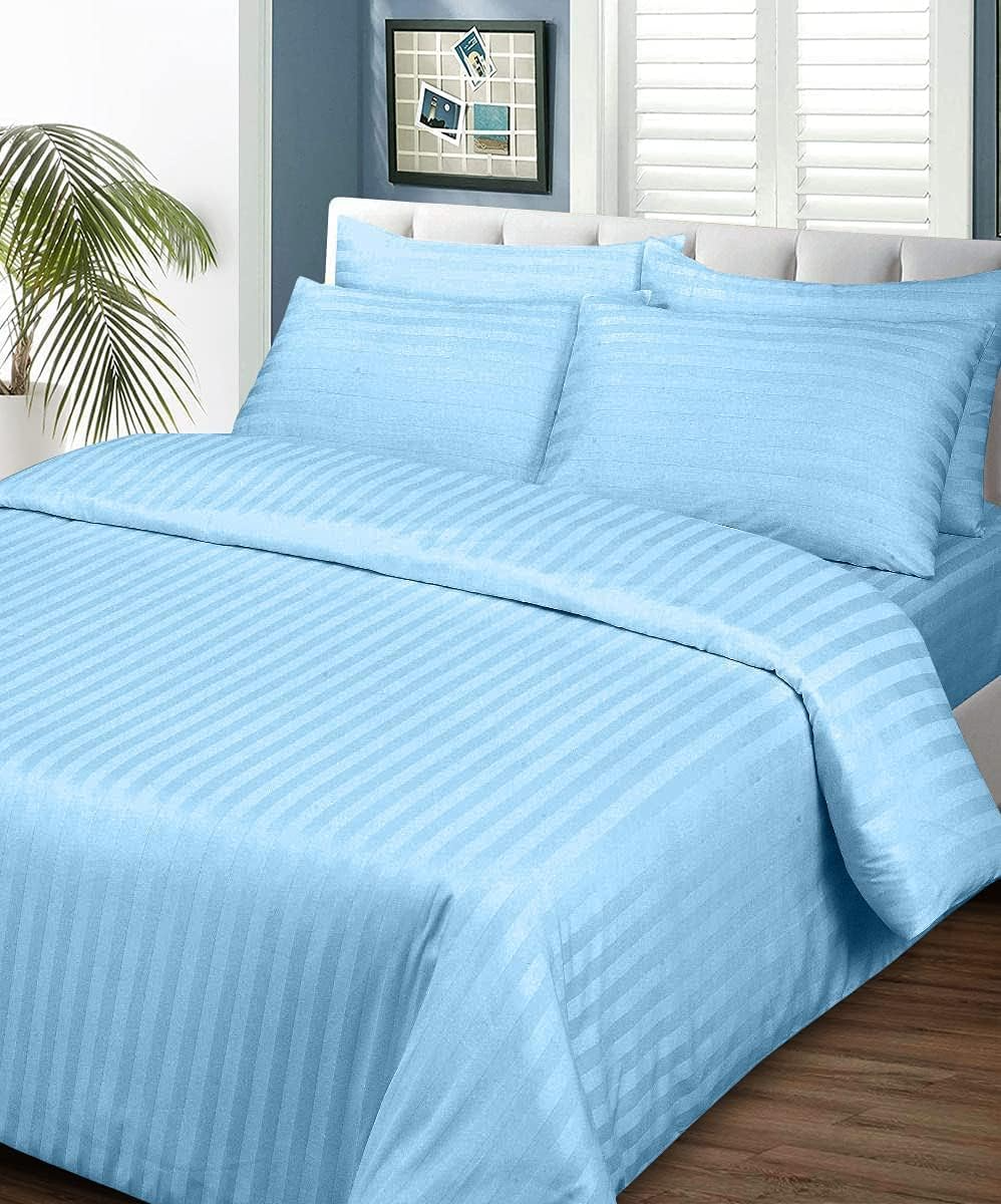 4 PCs Single Bed Sheets Set With Duvet Cover Set 160x220 cm Bedding Set (Sky Blue)