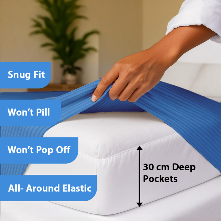 King Size 6 PCs Bedding Set with Duvet Cover 220x240 – Bed Sheet Collection (Blue)