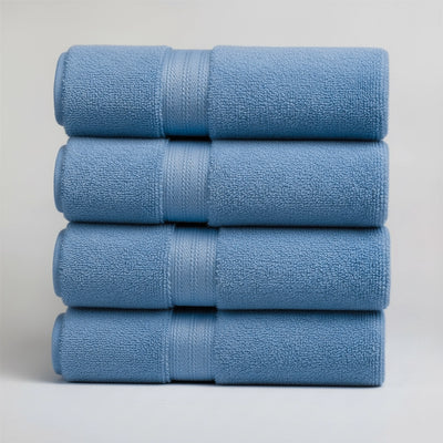 4 PCs Blue Bath Towels 70cm x 140cm – Cotton Hotel & Spa Towels Set (Blue)