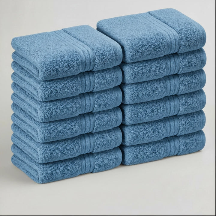 12 Pack Premium Wash Cloths and Face Towels Set (30 x 30 CM) 600 GSM 100% Cotton Soft