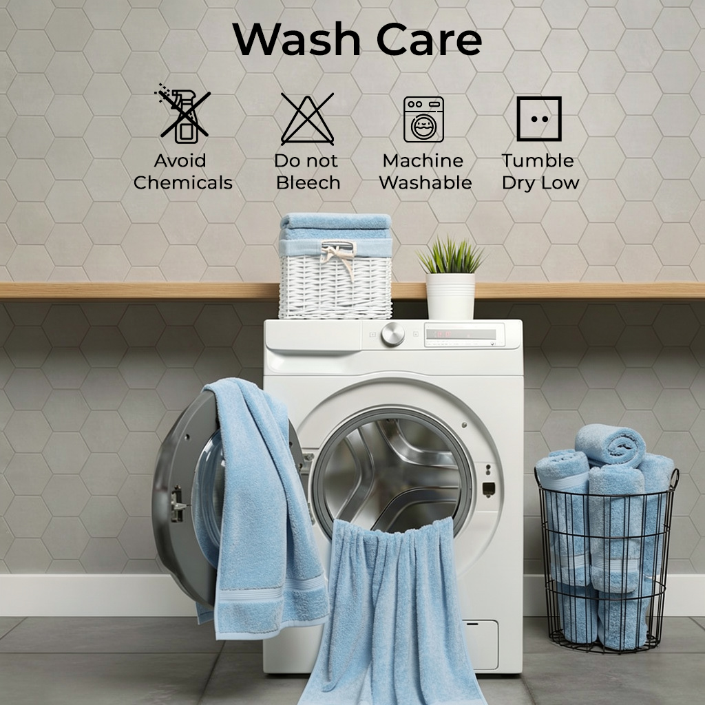 100% Cotton Bath Towel Set 6 PCs -Soft & Absorbent, Best Quality Towel for Daily Use (Blue)