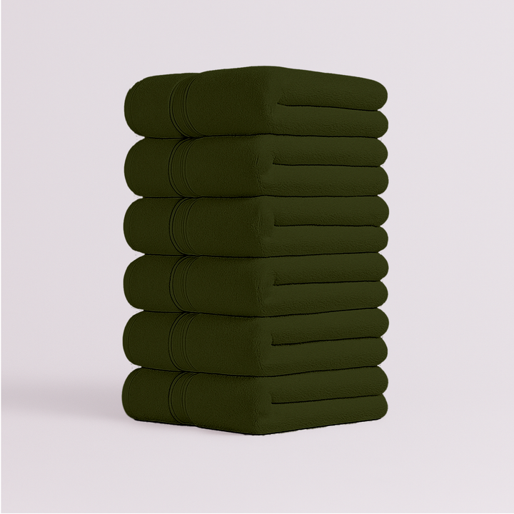 6-Pack Gentle Face Towels – Soft Cotton, Perfect for Spa, Gym & Home Use (Military)