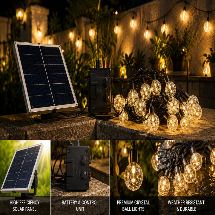 سلسلة مصابيح MOONCEE الشمسية 30 LED مع أوضاع الإضاءة، إضاءة ديكور خارجية مقاومة للماء - 6 أمتار