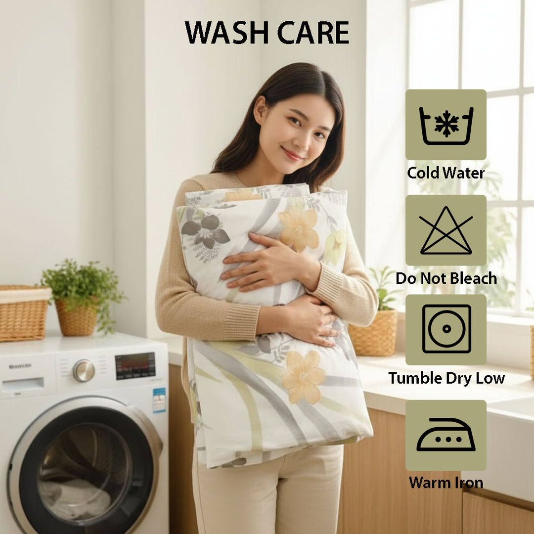 Printed bedding set featuring delicate flower design