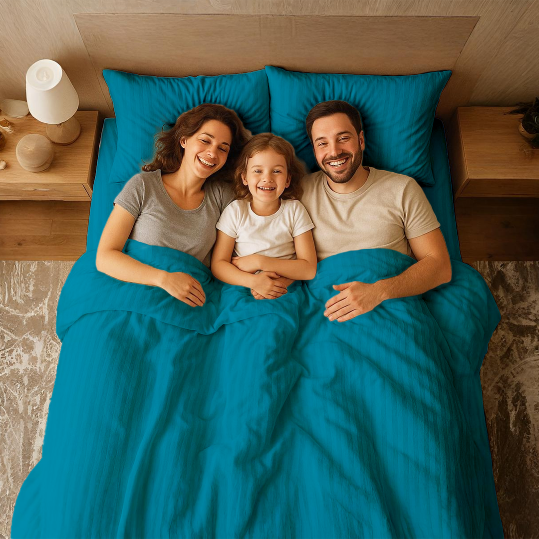 MOONCEE 6 PCs King Size Bed Sheet Set Duvet Cover 220x240 Bedding Set (Teal Blue)
