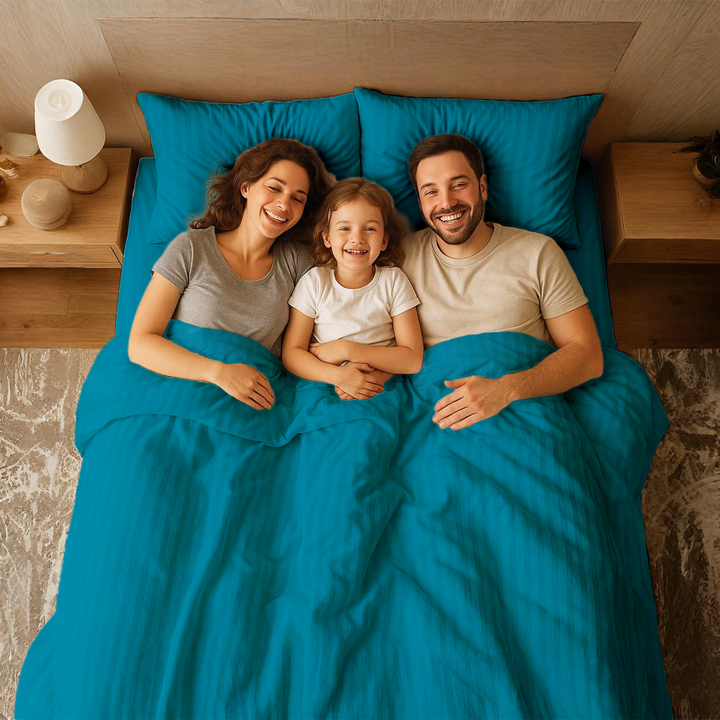 MOONCEE 6 PCs King Size Bed Sheet Set Duvet Cover 220x240 Bedding Set (Teal Blue)