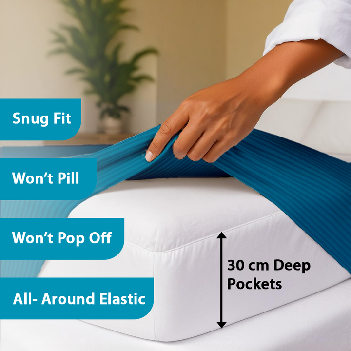 MOONCEE 6 PCs King Size Bed Sheet Set Duvet Cover 220x240 Bedding Set (Teal Blue)
