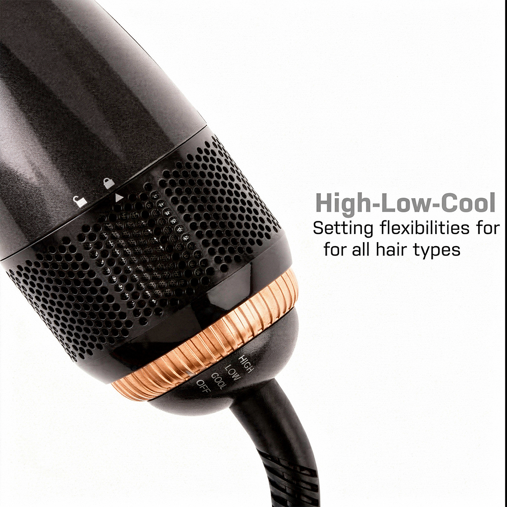 Hot air brush for quick hair drying and styling