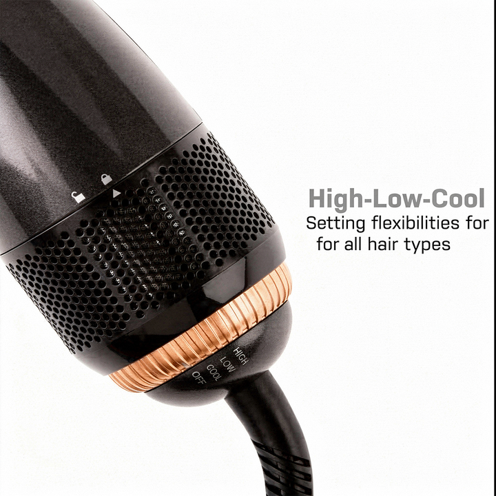 Hot air brush for quick hair drying and styling