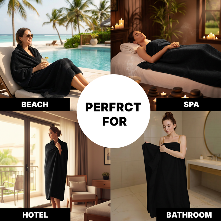 Luxury White Spa Bath Towels 90cm x 180cm – 2 PCs Jumbo Size, 600 GSM & 100% Cotton