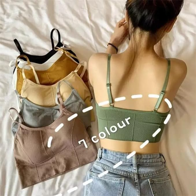 LASASSY 5 Pcs Women's Tube Top Bra Bralette Sports Bra (Muticolour, Free Size)