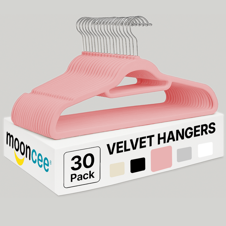 MOONCEE Premium Velvet Non-Slip Hangers – Ideal for Clothes, Coats & Pants