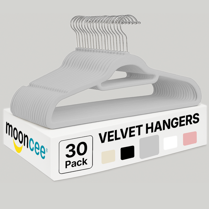 MOONCEE Premium Velvet Non-Slip Hangers – Ideal for Clothes, Coats & Pants