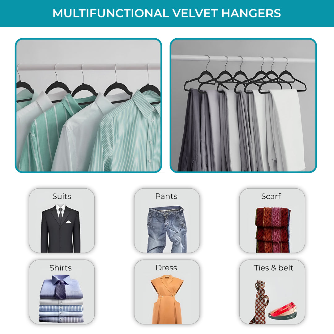 MOONCEE Premium Velvet Hangers- Non-Slip Clothes Hangers, Coat, Pants Hangers