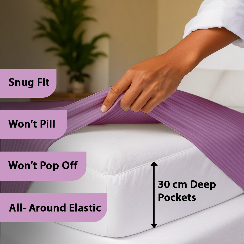 6 PCs King Size Bed Sheet Set with Duvet Cover 220x240 King Size Bedding Set (Violet)