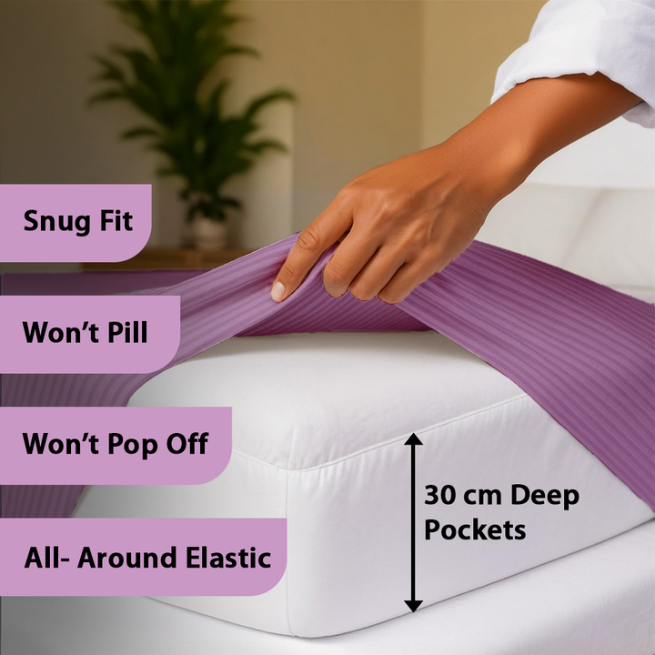6 PCs King Size Bed Sheet Set with Duvet Cover 220x240 King Size Bedding Set (Violet)