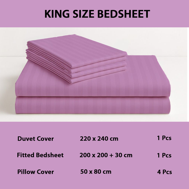 6 PCs King Size Bed Sheet Set with Duvet Cover 220x240 King Size Bedding Set (Violet)