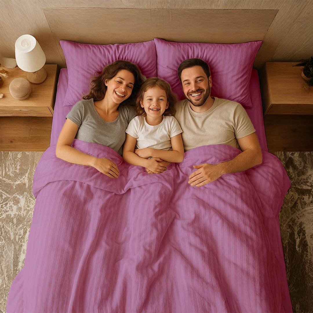 6 PCs King Size Bed Sheet Set with Duvet Cover 220x240 King Size Bedding Set (Violet)