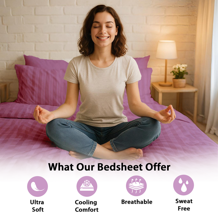 6 PCs King Size Bed Sheet Set with Duvet Cover 220x240 King Size Bedding Set (Violet)