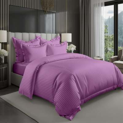 6 PCs King Size Bed Sheet Set with Duvet Cover 220x240 King Size Bedding Set (Violet)